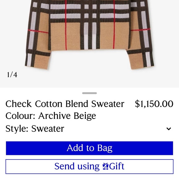 NEW & Authentic Burberry sweater in cotton blend piqué, jacquard-knitted Small. - Picture 2 of 10